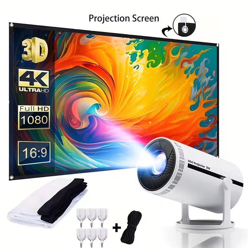 Pantalla de proyección con marco negro y kit de accesorios, compatible 16:9