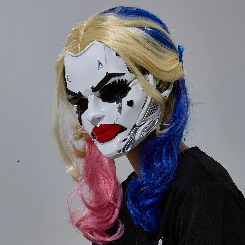 Máscaras de payaso de estilo cyberpunk con trenzas, disfraz de payaso para cosplay, accesorios para fiestas, regalos y juguetes para adultos, ideales para Halloween y juegos de rol de anime.