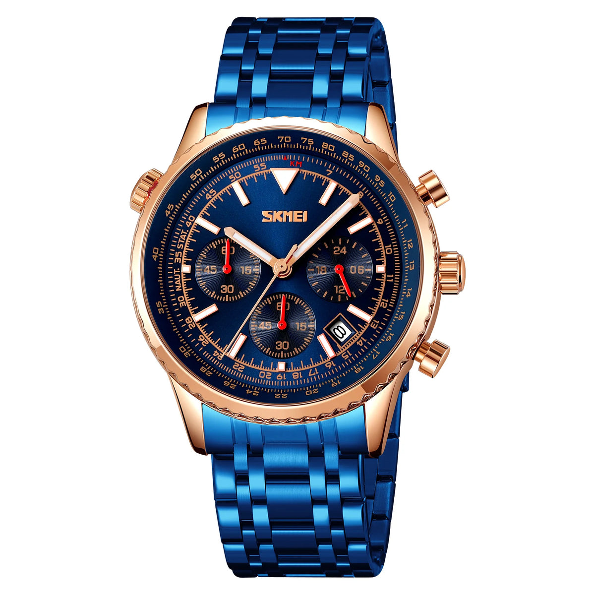 Reloj de pulsera de lujo para hombre SKMEI, impermeable, luminoso, con fecha y cronómetro, reloj de cuarzo para hombre de acero inoxidable Reloj Hombre