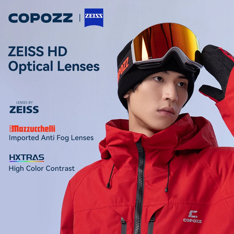 COPOZZ Nuevas Gafas de Esquí Magnéticas para Hombre, Gafas de Esquí Antivaho para Adultos, Protección UV400, Gafas de Snowboard con Lentes Zeiss