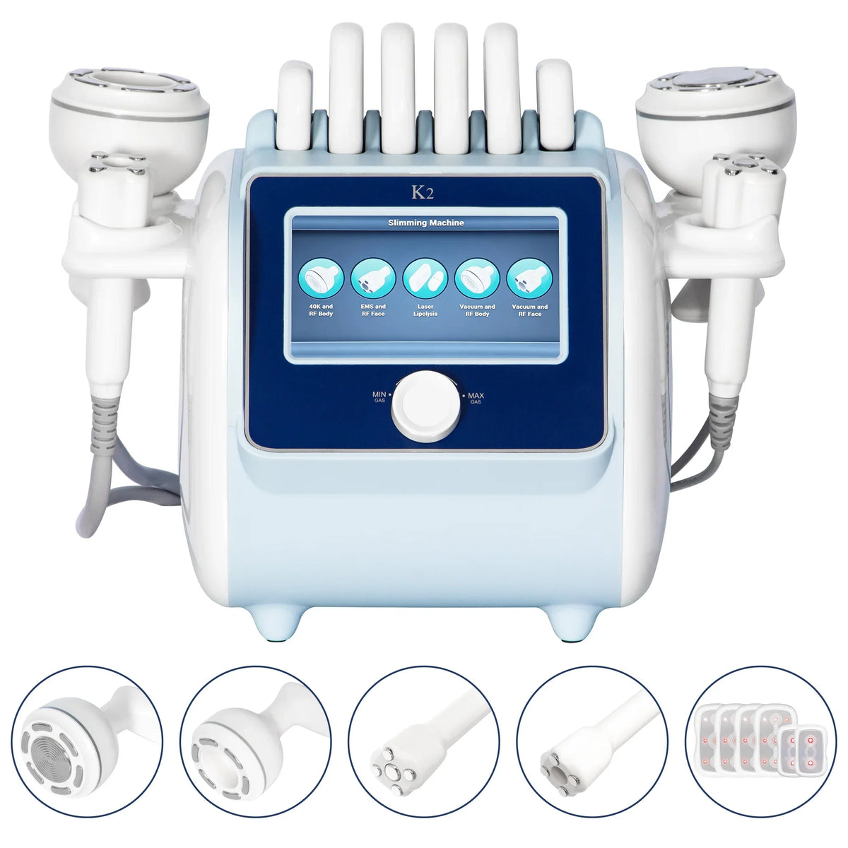 Máquina multifuncional 6 en 1 para modelar el cuerpo, eliminar grasa, cuidar la piel, adelgazar, reducir el peso y reafirmar el rostro mediante vacío de 80k.