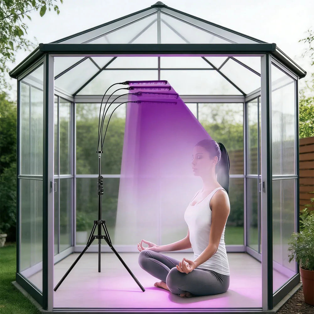 Lámpara de Bronceado Ultravioleta LED con Trípode de Piso, 4 Tubos, Conector USB para Uso en Casa o Gimnasio