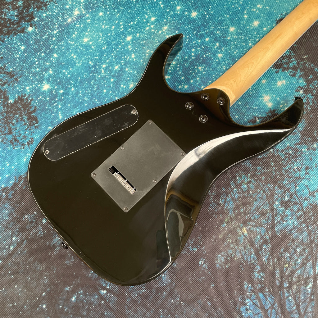 Guitarra con diseño geométrico colorido, mástige ultrafino con tacto cómodo, guitarra eléctrica de rock y metal con doble pastilla.