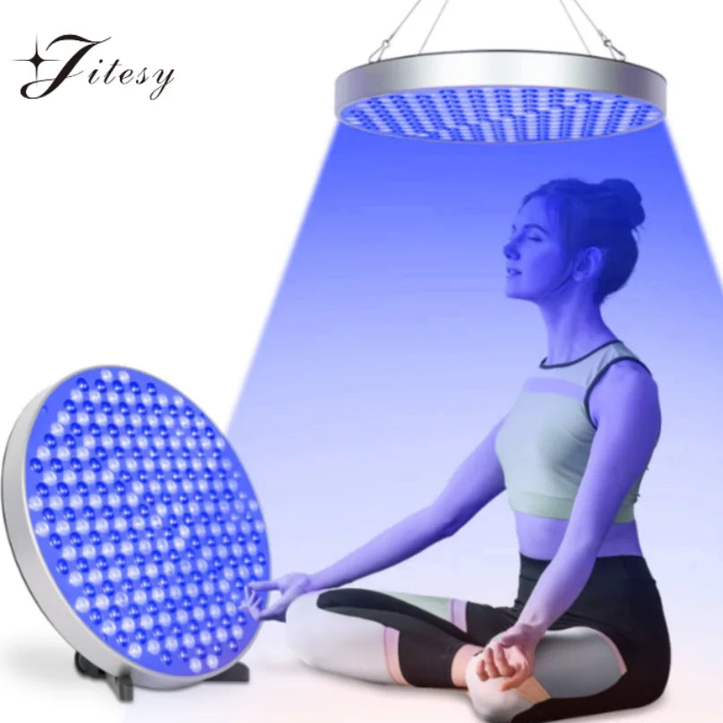 Lámpara Solarium de bronceado de 50W para todo el cuerpo, 250 Uds., luz azul, lámpara de bronceado UV redonda de 460nm, soporte ajustable plegable y ganchos para colgar