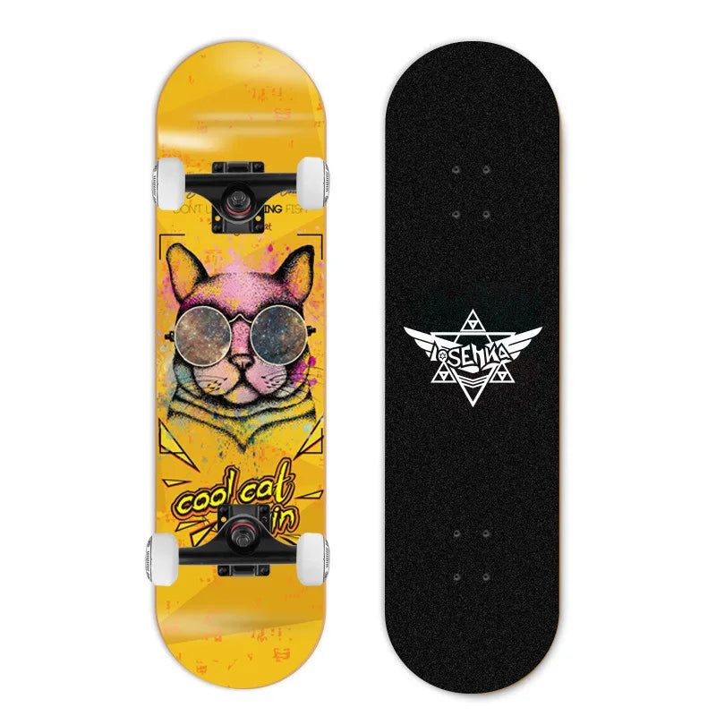 Patineta de Doble Kick para Principiantes, 7 Capas de Madera de Arce, Cuatro Ruedas, Cruiser Urbano, Tabla Completa para Adultos, Hombres, Mujeres y Adolescentes