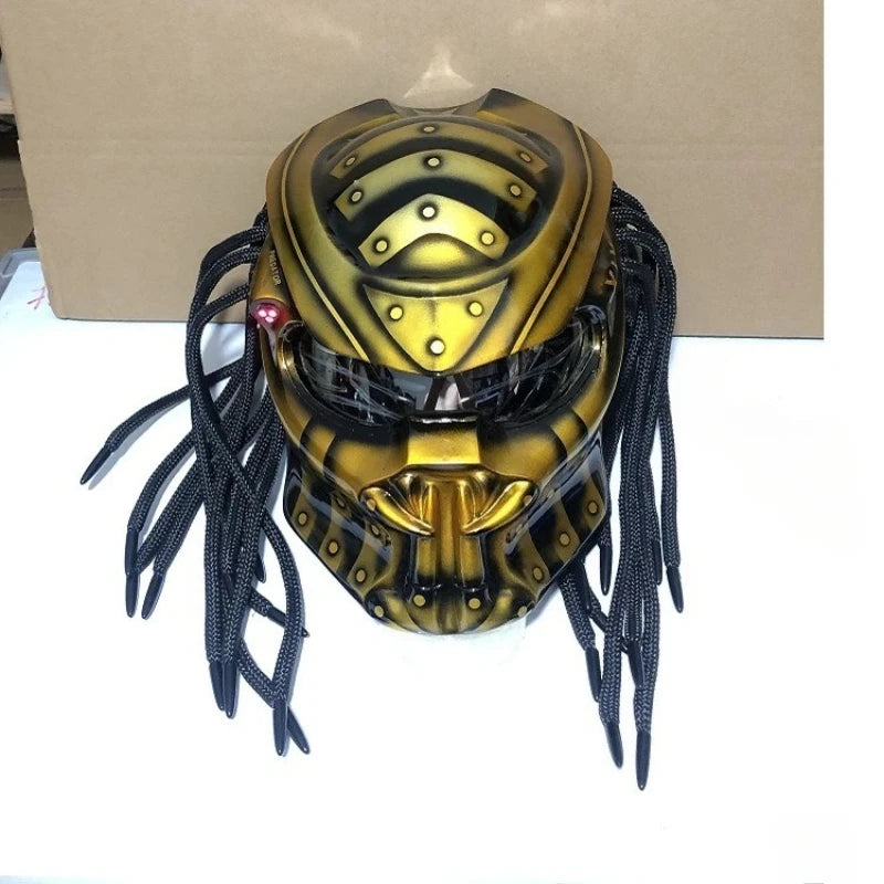 Casco de Motocicleta Integral Racing Predator Warrior, Certificado, Retro, Genial, Cobertura Total, para Carreras, Cosplay, Casco Ghost Braid, DOT
