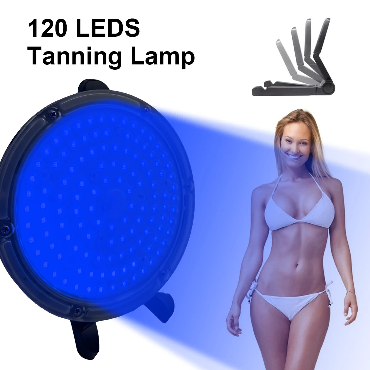 Lámpara de Bronceado UV de Escritorio con 120 LED. Para el Bronceado Facial y Corporal con Rayos Ultravioleta. 457 Luz Azul. Para tomar el sol en casa