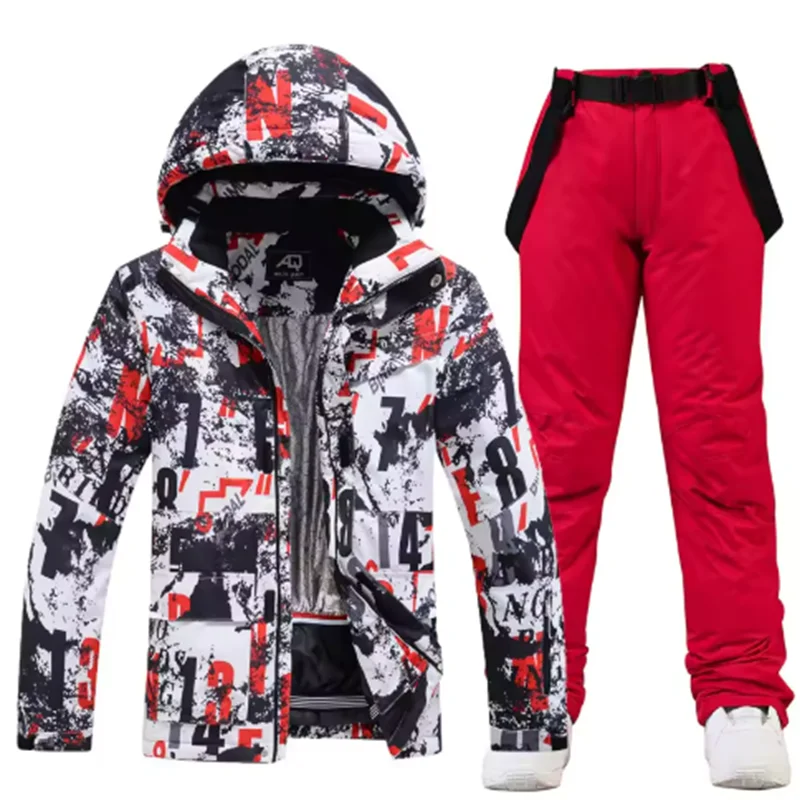 Traje de esquí colorido y cálido para hombre, ropa de snowboard, chaquetas de invierno, pantalones para hombre, ropa impermeable, disfraces de nieve,-30