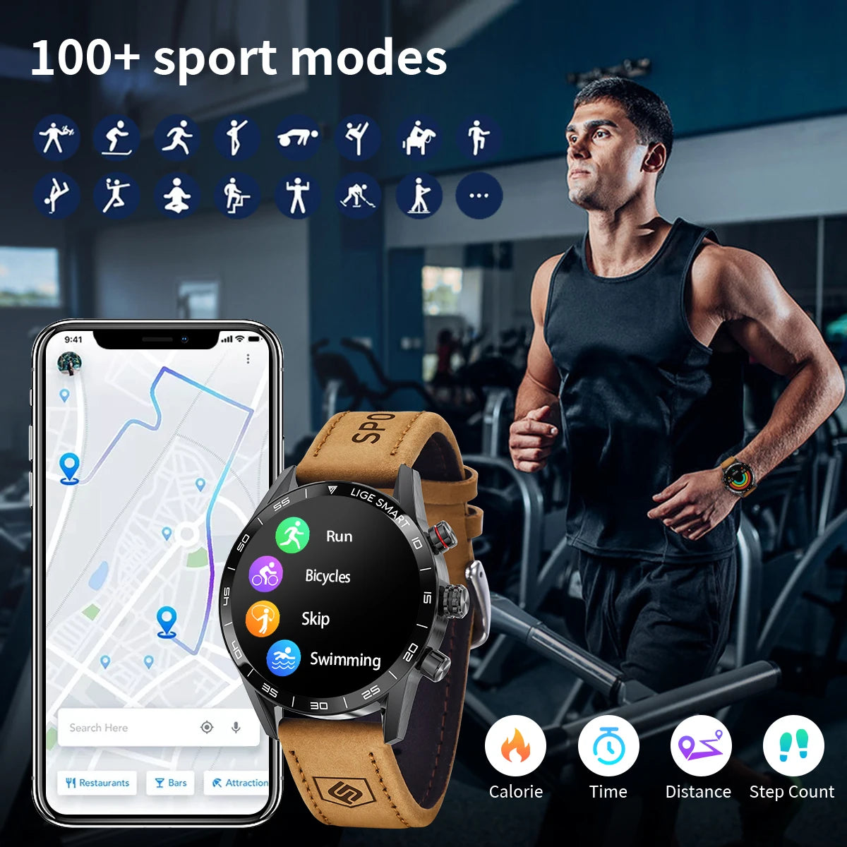 Reloj inteligente empresarial LIGE para hombre, llamada Bluetooth, monitor de salud, resistente al agua IP67, rastreador de actividad física, pulsera inteligente, reloj inteligente 2024