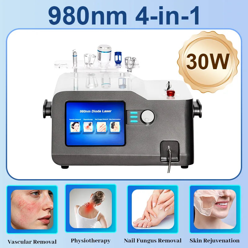 5 en 1, 980 NM, láser de diodo para fisioterapia, regeneración de la piel, eliminación de hongos en las uñas, tratamiento premium para el eccema y el herpes, eliminación de arañas vasculares.