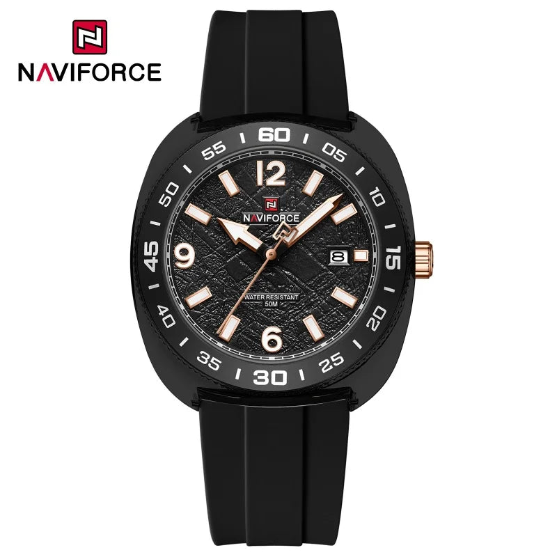 Reloj de cuarzo para hombre NAVIFORCE, a la moda, con indicador de fecha, luminoso, resistente al agua 5ATM, correa de silicona, reloj deportivo para hombre