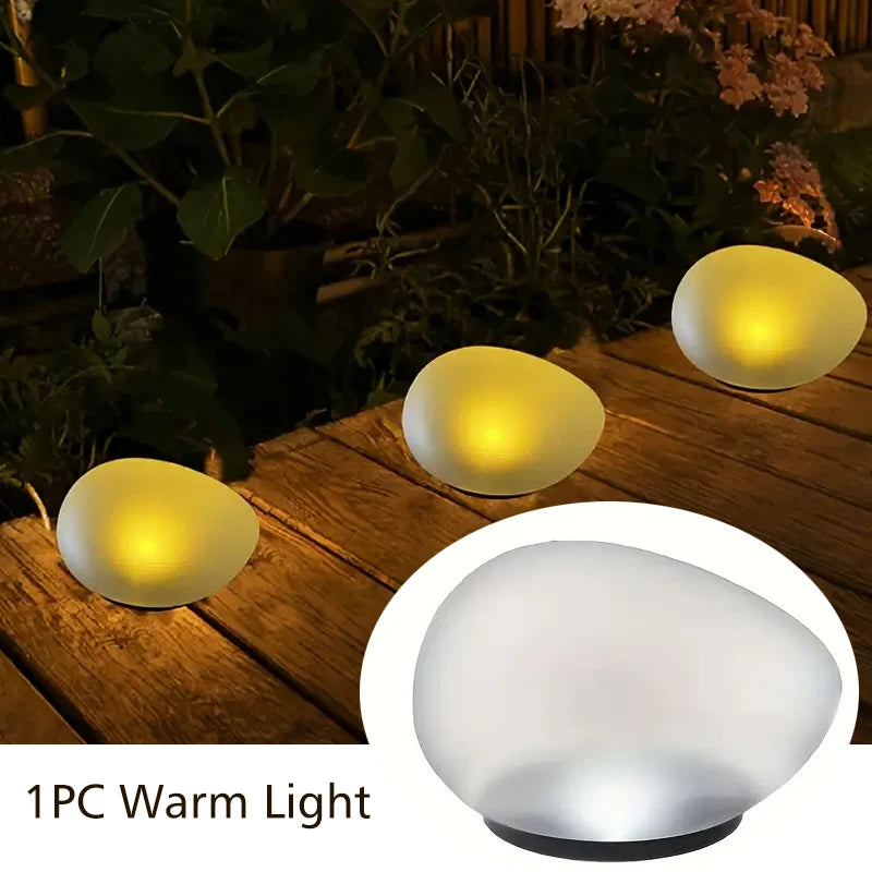 Solar Powered 4 LED Pebbles Lights, Decorative Landscape Lighting Lamp for Gardens, Lawns, Paths, Pools And Holiday Decorations