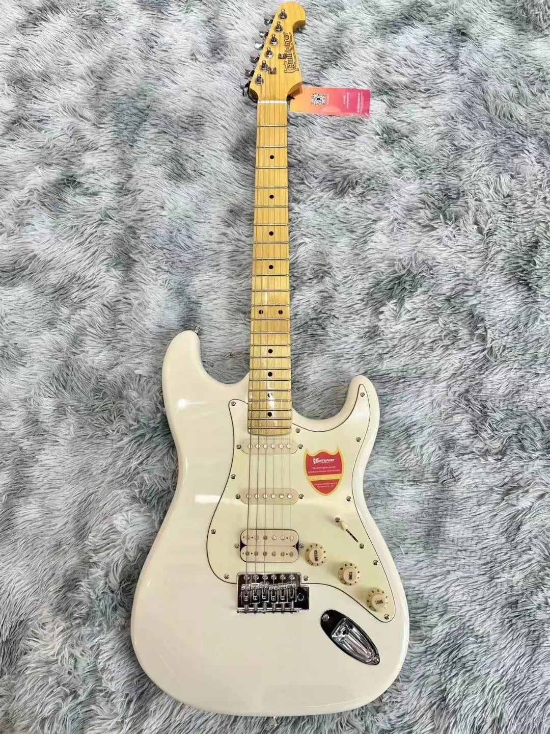 Guitarra Eléctrica Bullfighter Factory Azul Rosa Roja de 22 Trastes con Cuerpo de Álamo Sólido, Mástil de Arce, Cuerdas y Puente Cromado Vintage
