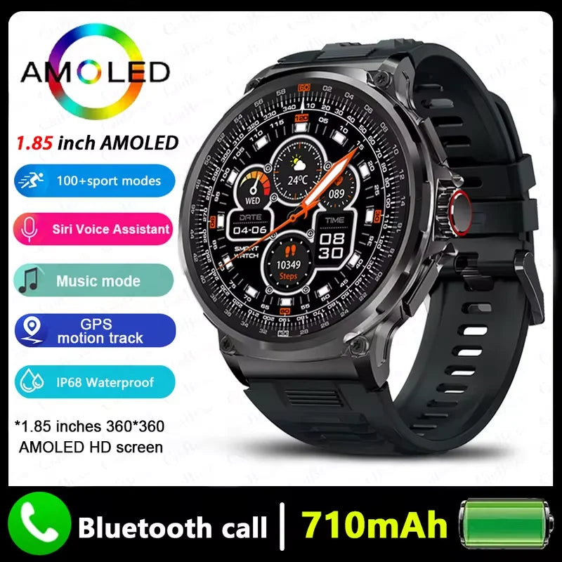 Reloj inteligente con trayectoria GPS 2026 para hombre, pantalla AMOLED HD de 1,85 pulgadas, batería de 710 mAh, smartwatch deportivo con llamadas Bluetooth para Android e iOS