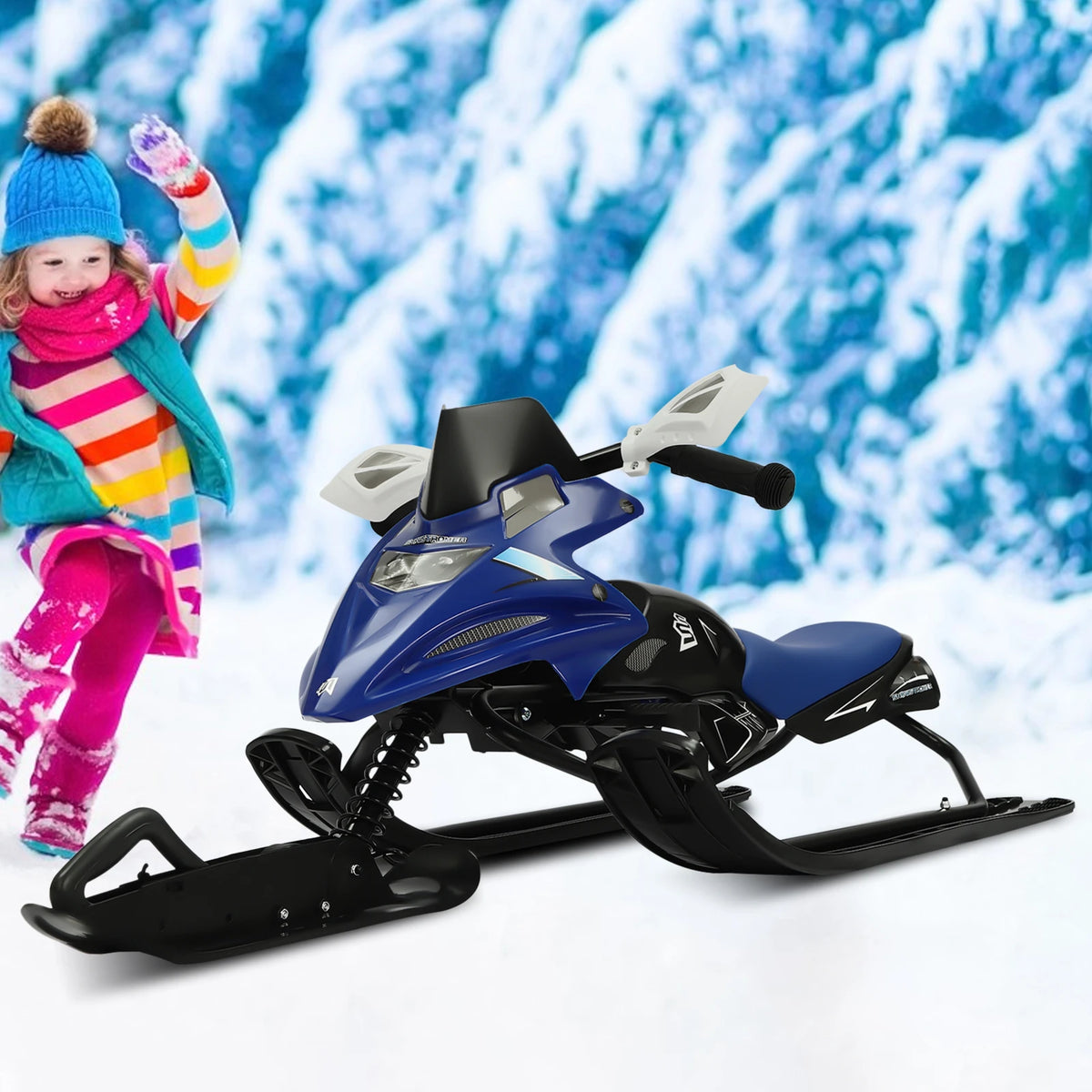 Trineo de dirección, esquí, nieve, trineo de nieve con cuerda de tracción de 80cm de alto, capacidad 80Kg/176,37 Lbs
