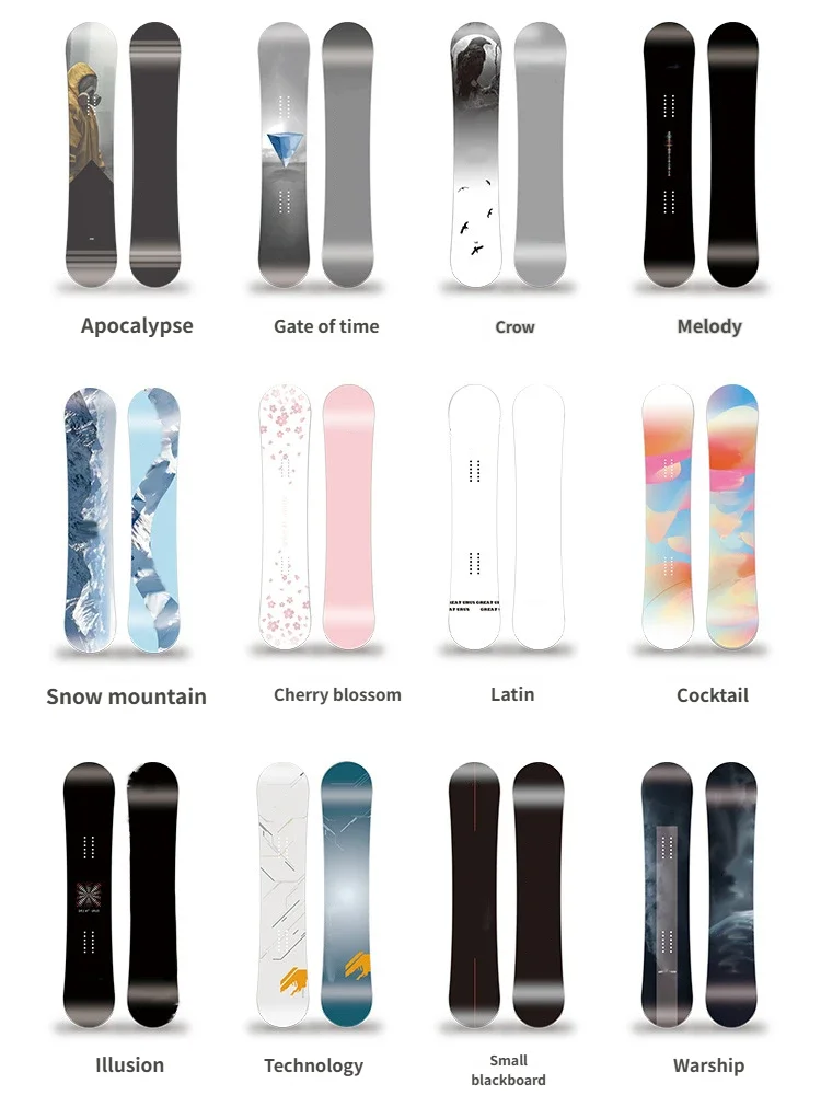 Tabla de Snowboard Profesional para Adultos, de Fibra de Carbono y Madera, para Invierno, Estilo All Around, Plana, con Diseño Floral, Marca New Crow