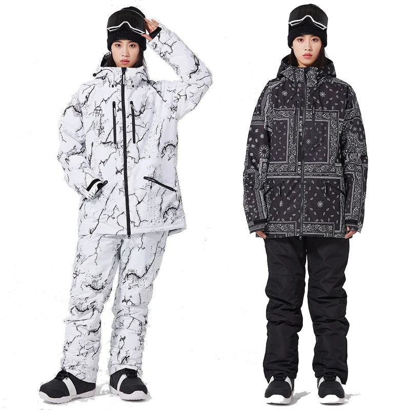 Conjunto de traje de esquí impermeable para hombre y mujer, traje de nieve, conjunto de chaqueta y pantalón de esquí, ropa de exterior, snowboard, nueva moda