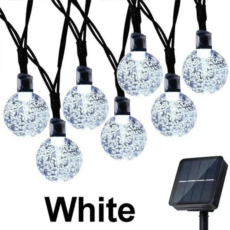 Guirnalda de luces solares para exteriores con globos de cristal, 8 modos de iluminación, lámpara impermeable para patio, jardín, porche y bodas