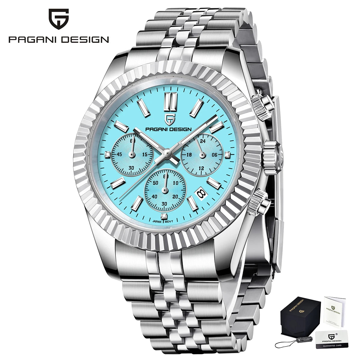 PAGANI DESIGN Nuevo Reloj de Cuarzo para Hombre de 40MM, Japón VD53, Cristal de Zafiro, Acero Inoxidable, Impermeable, Reloj de Pulsera Luminoso C3 con Fecha