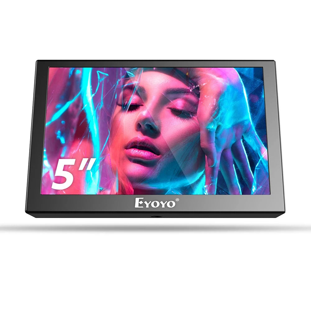 Monitor externo portátil Eyoyo con pantalla LCD mini de 5/7/8 pulgadas y panel TFT; pequeño monitor de vídeo para cámaras con orificio para tornillo de 1/4 y puertos HDMI, AV y VGA, para PC, DVD, DVR, CCD, DSLR