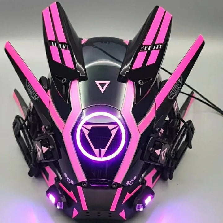 Máscara Cyber punk LED peinado trenza Halloween Navidad juego de rol casco fiesta regalo para adultos ﻿