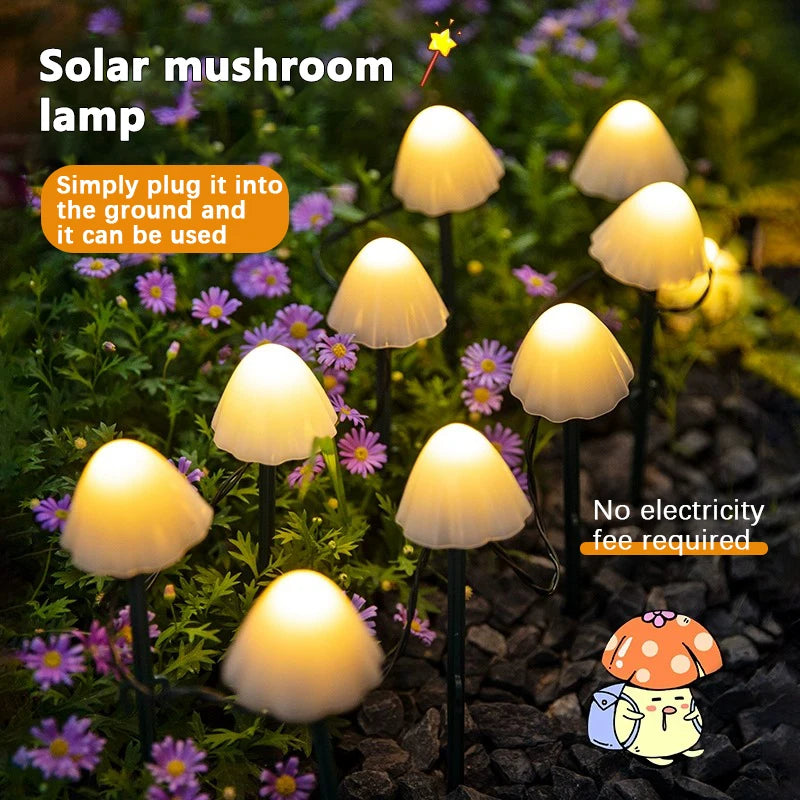 Lámpara solar LED de setas para césped, impermeable, para exteriores, con 8 modos, luz decorativa para senderos, paisajes, patios, terrazas y jardines