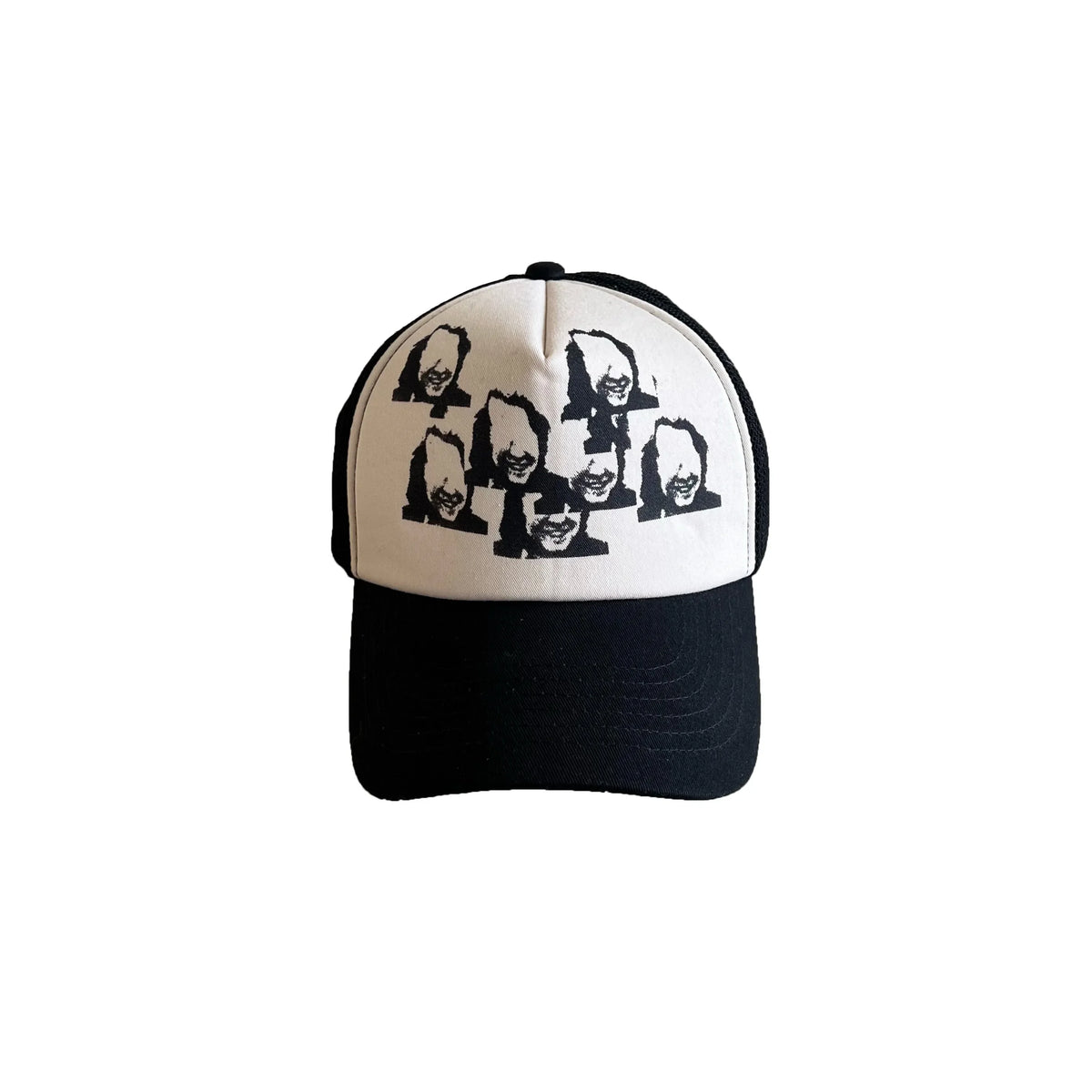 Gorra de béisbol Under 06ss con estampado de retrato en blanco y negro y costuras