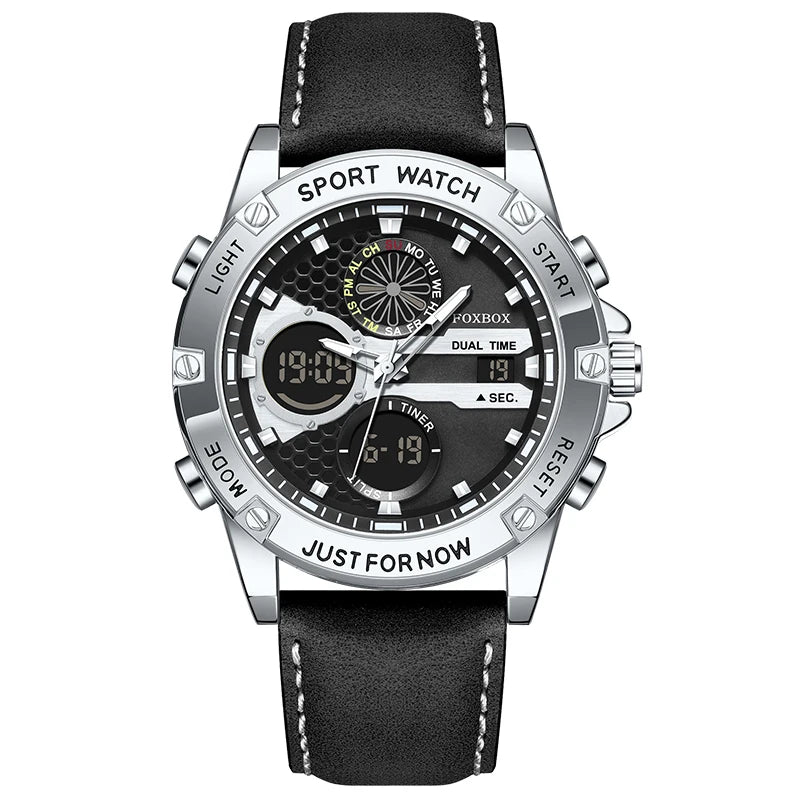 Reloj LIGE de alta gama para hombre, reloj de pulsera de cuarzo con cronógrafo, militar, deportivo, resistente al agua y con correa de piel