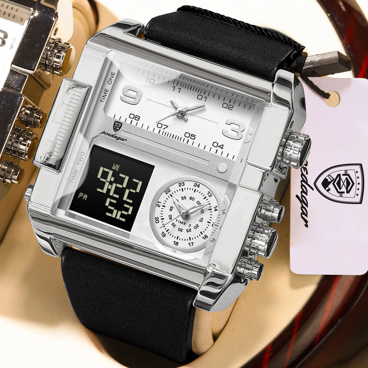 Reloj de pulsera para hombre POEDAGAR de lujo, resistente al agua, luminoso, con alarma, cuarzo, fecha, día de la semana, deportivo y digital.