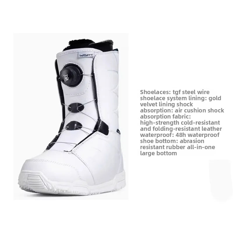 Botas de Snowboard para Adultos, Antideslizantes, Impermeables, con Forro de Terciopelo, Sistema de Cordones de Alambre de Acero, Diseño de Ajuste Rápido, Botas de Snowboard de Calzado Directo