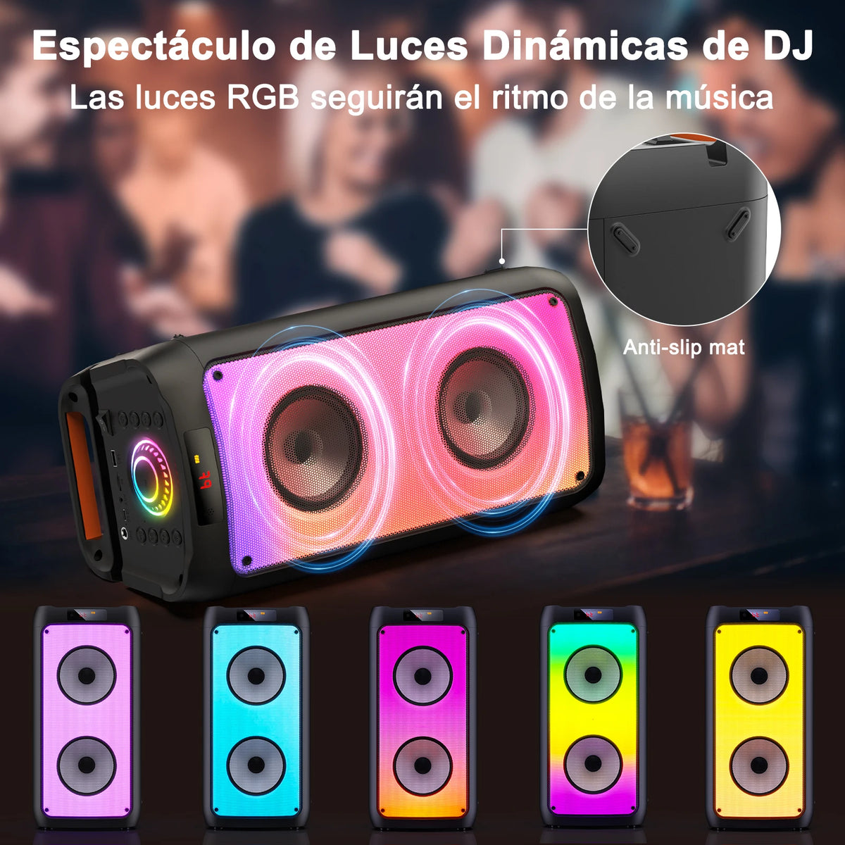 T10 Wireless Bluetooth Speaker, Karaoke Machine with 2 Microphone, Home Karaoke System with LED Party Light, Remote Control