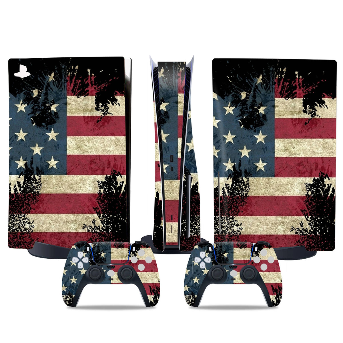 Compatible with PS5 Disc Skin Sticker Protective Vinyl Decal Removable Cover for PS5 Disc Console and 2 Controllers