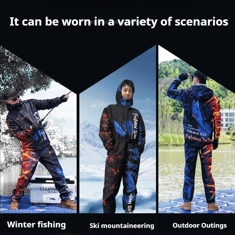 Mono de motociclismo de invierno para vehículo eléctrico, ropa cálida a prueba de viento, traje de pesca impermeable de algodón para exteriores, traje de esquí