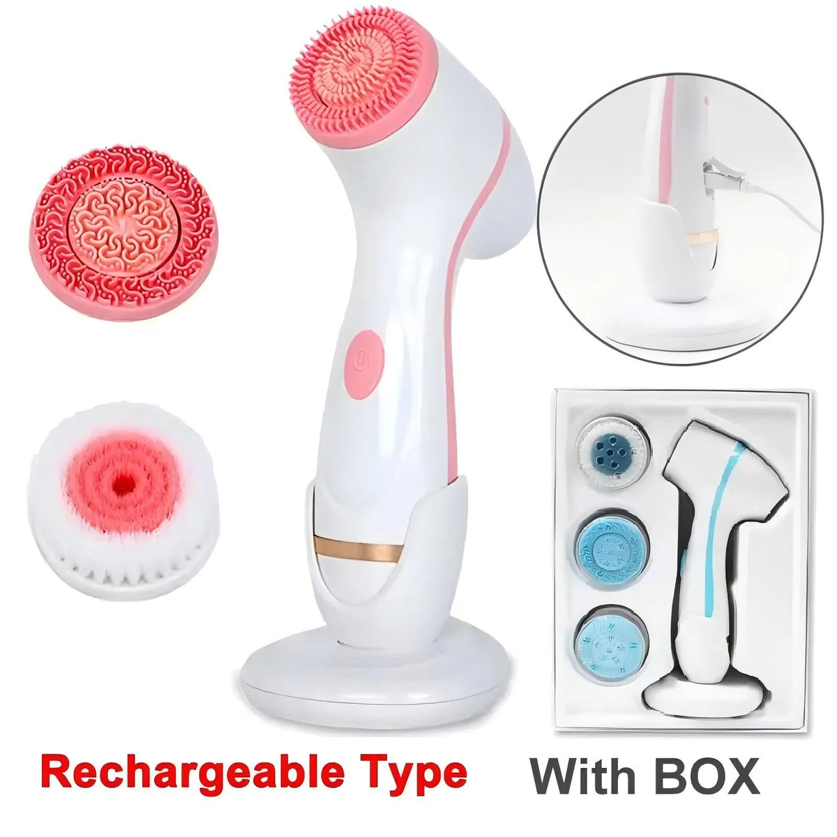 Cepillo Eléctrico de Limpieza Facial Ultrasónico, Dispositivo Rotatorio para Limpieza de la Piel, Exfoliante, Herramienta de Masaje para el Cuidado de la Piel
