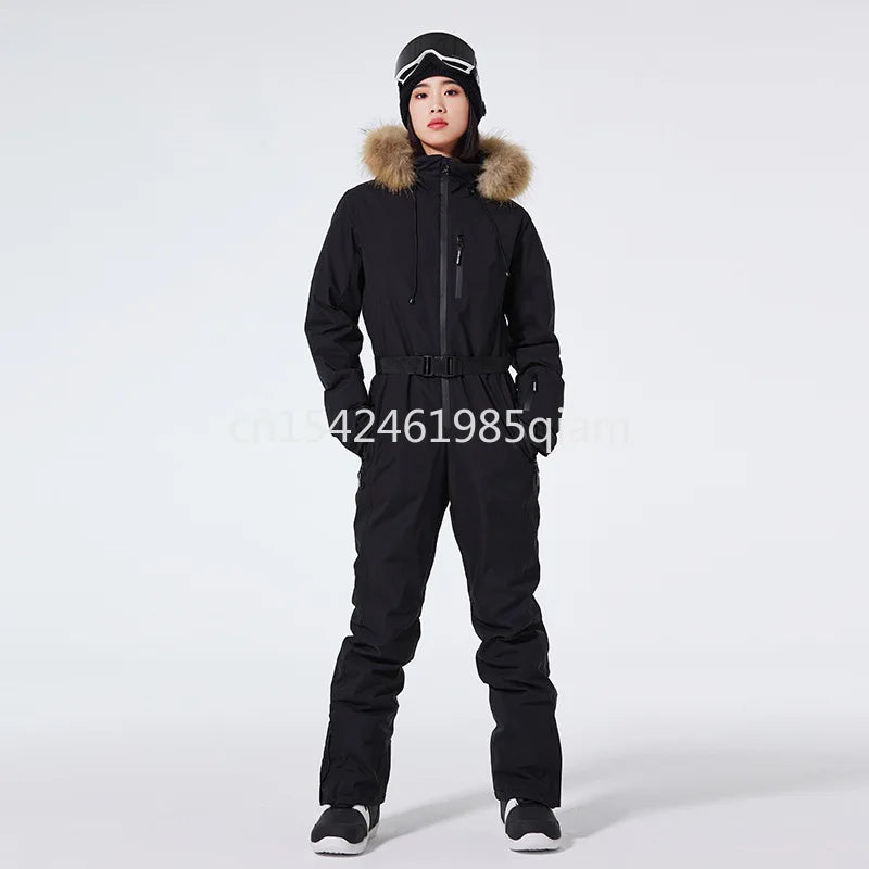 Traje de esquí de una pieza cálido y a la moda para mujer, mono de esquí cortavientos de invierno, traje de snowboard, disfraces de nieve para mujer, para actividades al aire libre