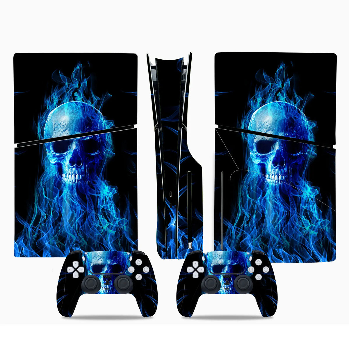 Skin con diseño de ondas para consola PS5 Slim edición disco y 2 mandos, adhesivo protector, pegatina removible para PS5 Slim edición disco