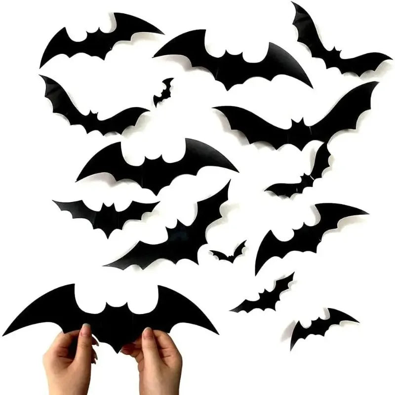 Decoración de Murciélagos 3D para Halloween, Adhesivo de Pared con Luz Púrpura/Sin Luz, Luz Nocturna de Murciélagos para Fiesta de Halloween, Decoración Espeluznante, Artículos Festivos