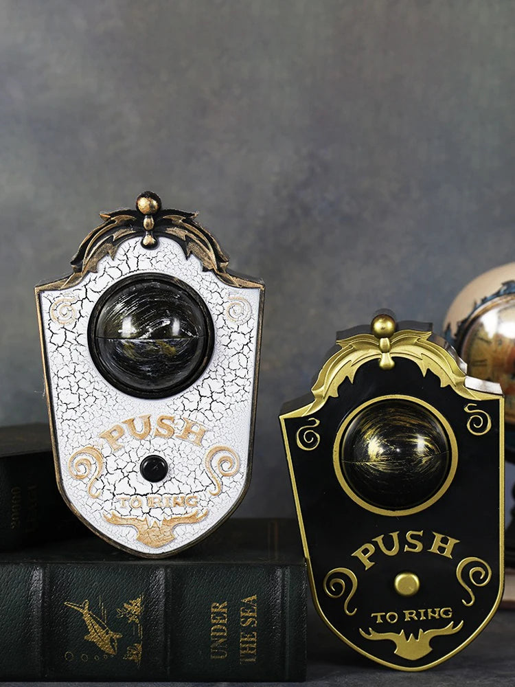 Timbre de Halloween con luz LED, decoración colgante para fiestas embrujadas, accesorios de terror brillantes, ojos espeluznantes con sonidos y luces