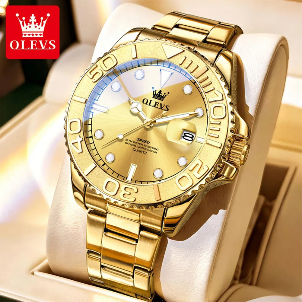 Reloj de cuarzo original OLEVS 2720 para hombre, resistente al agua 30M, función luminosa, calendario, esfera clásica.
