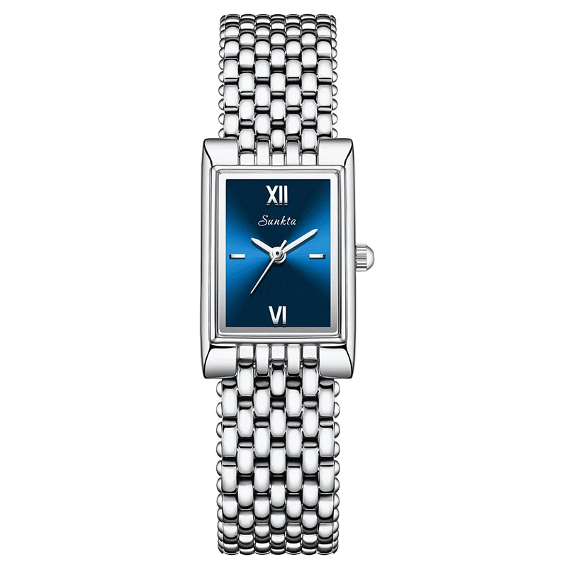 Reloj de cuarzo LIGE de moda de lujo para mujer, correa de acero inoxidable, reloj cuadrado impermeable para mujer, reloj casual de negocios