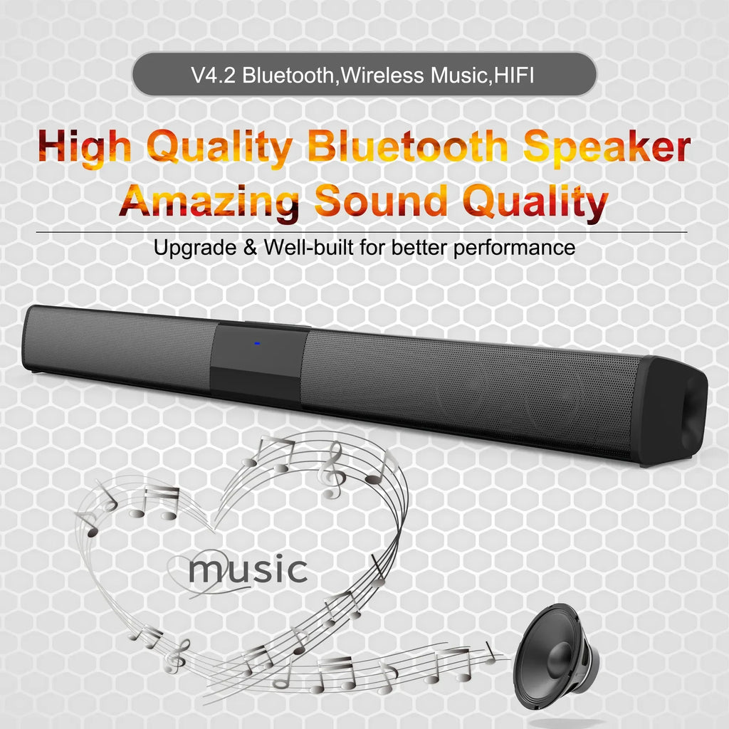 Potente barra de sonido para TV, altavoz Bluetooth inalámbrico y con cable, sistema de sonido estéreo para cine en casa con Radio FM, barra de sonido para centro de música