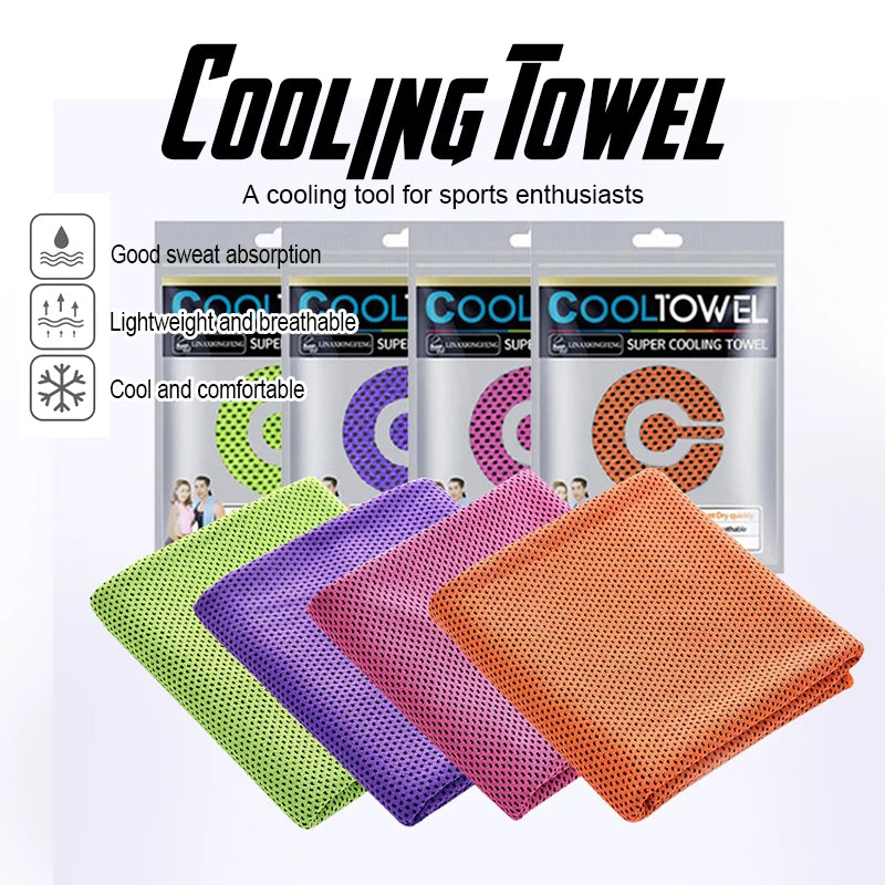 4 toallas refrescantes grandes (35,4 x 11,8 pulgadas) - Toallas suaves, transpirables y de secado rápido, perfectas para actividades al aire libre, gimnasio, yoga, correr