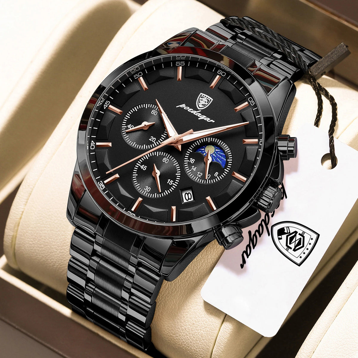 POEDAGAR Top Sports Male Wristwatch Waterproof Luminous Chronograph Date Men Watch Stainless Steel Military Men's Quartz Watches