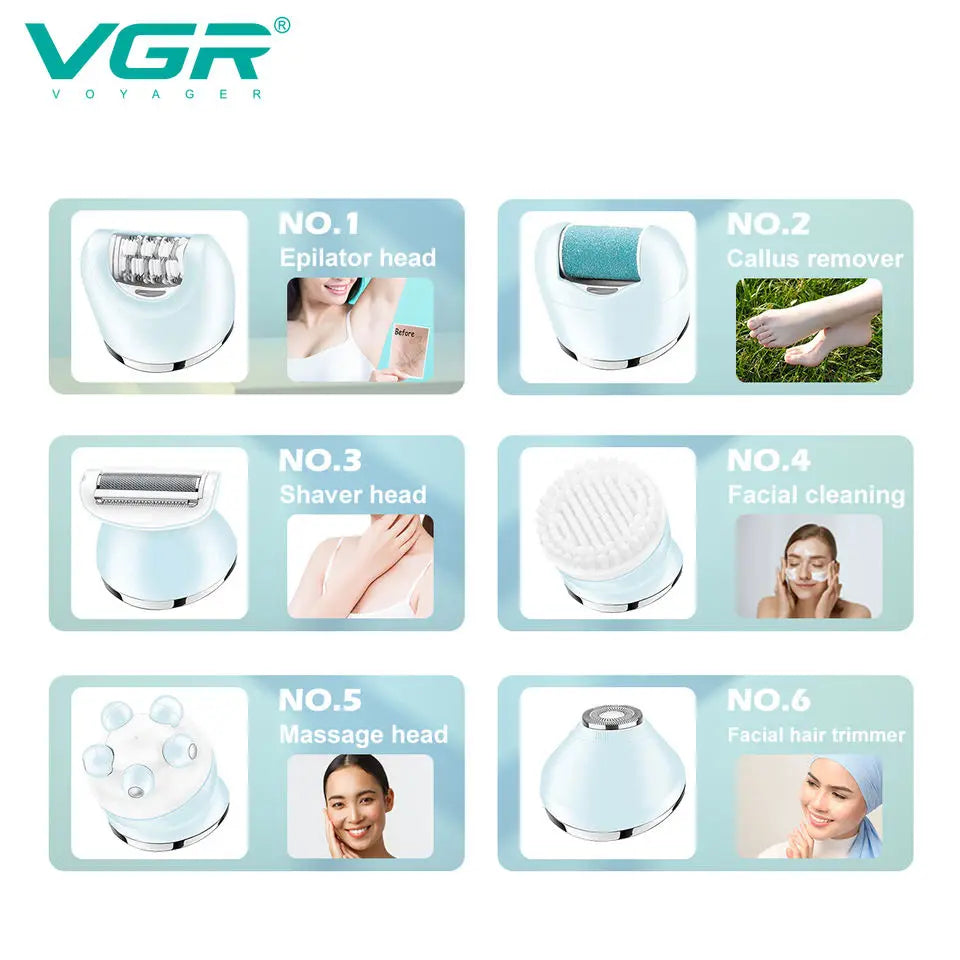 VGR-depiladora eléctrica para mujer, afeitadora femenina, depilación corporal para piernas, labio, barbilla, recortador de Bikini, utensilio para eliminar el vello Facial