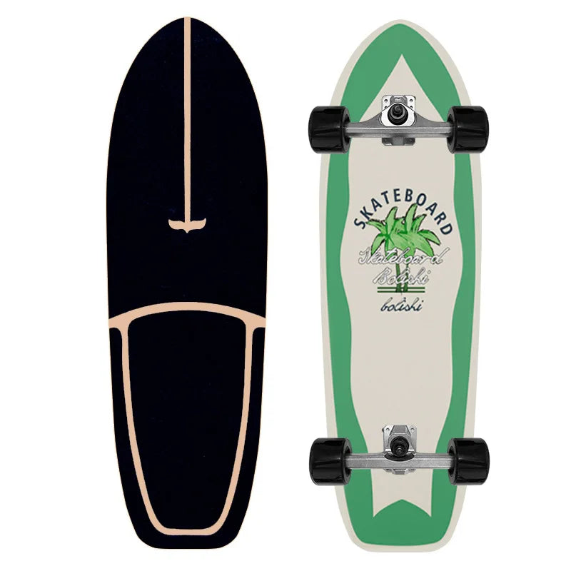 Patineta Profesional de Surf sobre Tierra de 32'' con Ejes de PU CX4, Tabla de Madera de Arce Multicapa sin Descenso para Niños y Adultos, Ideal para Principiantes y Práctica de Esquí