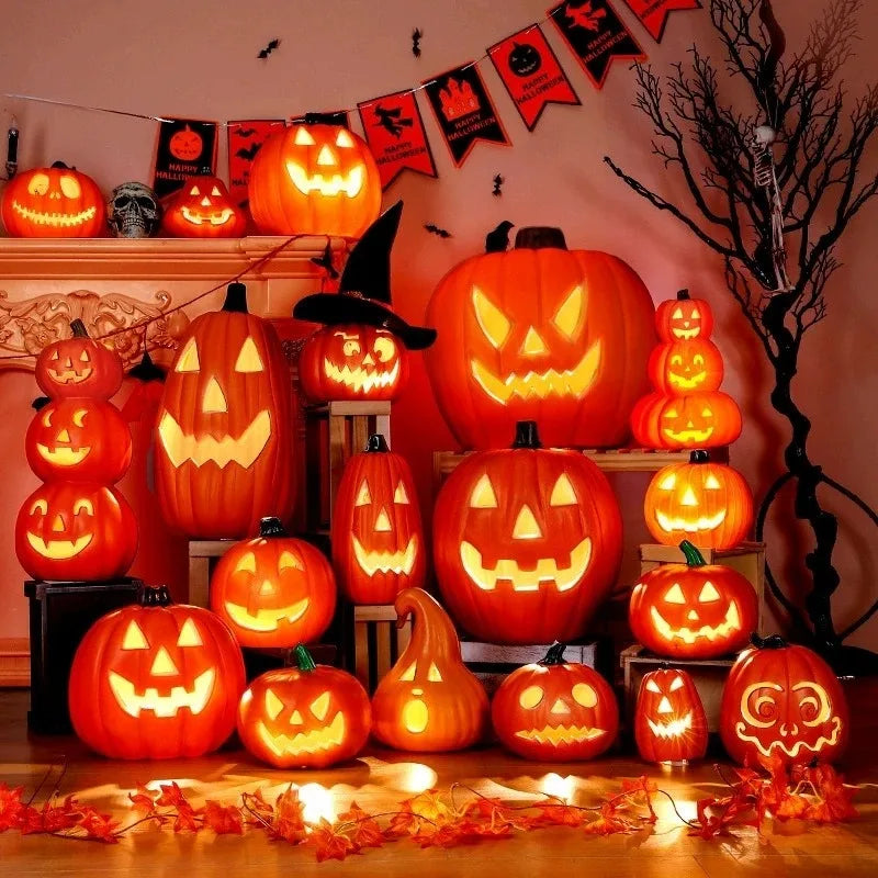 1 unidad de decoración decorativa de calabaza para Halloween, linterna decorativa, luz de calabaza, decoración de Halloween para exteriores