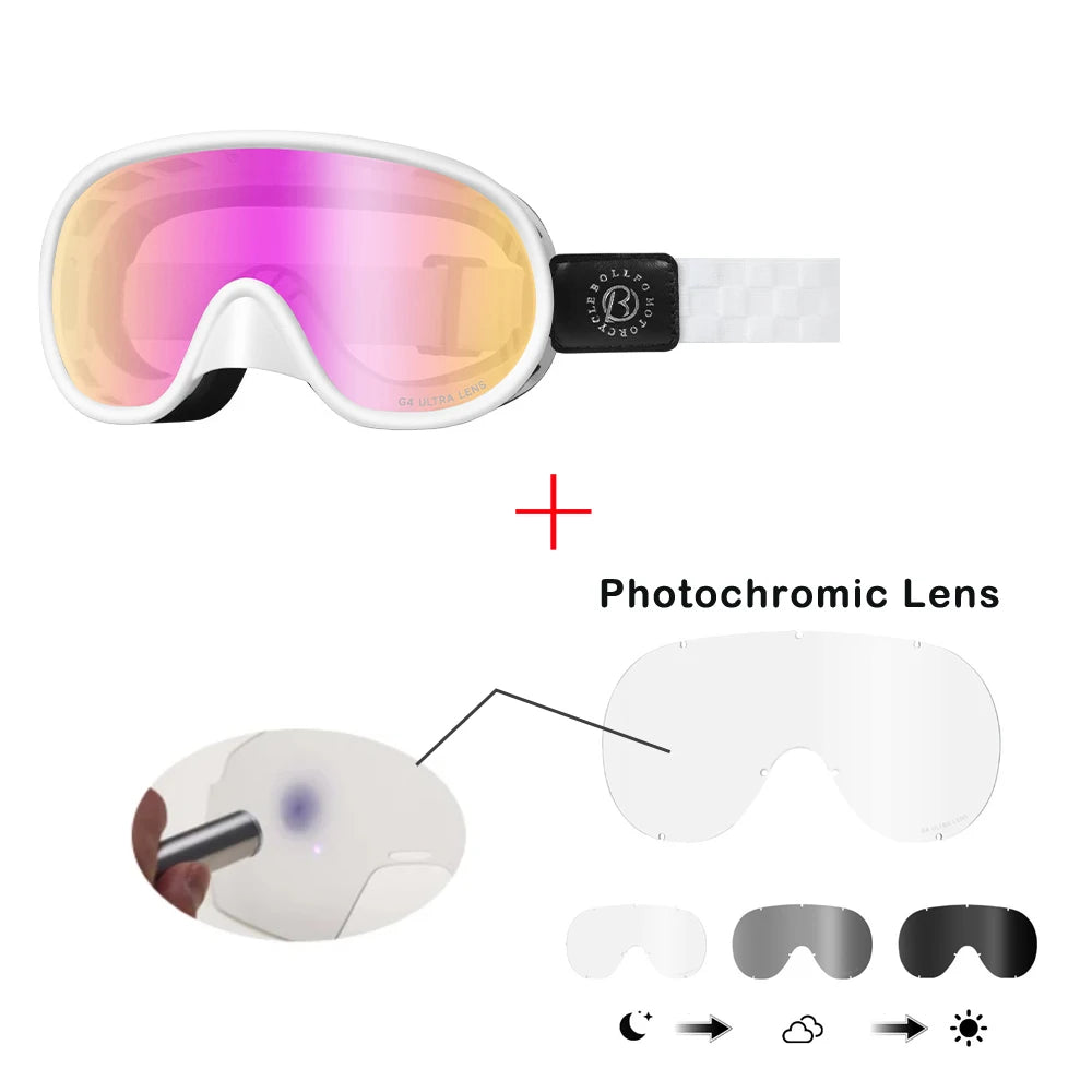 BOLLFO-gafas fotocromáticas Vintage para motocicleta, equipo de equitación para Motocross, UV400, antiniebla, para esquí, moto de nieve y Snowboard