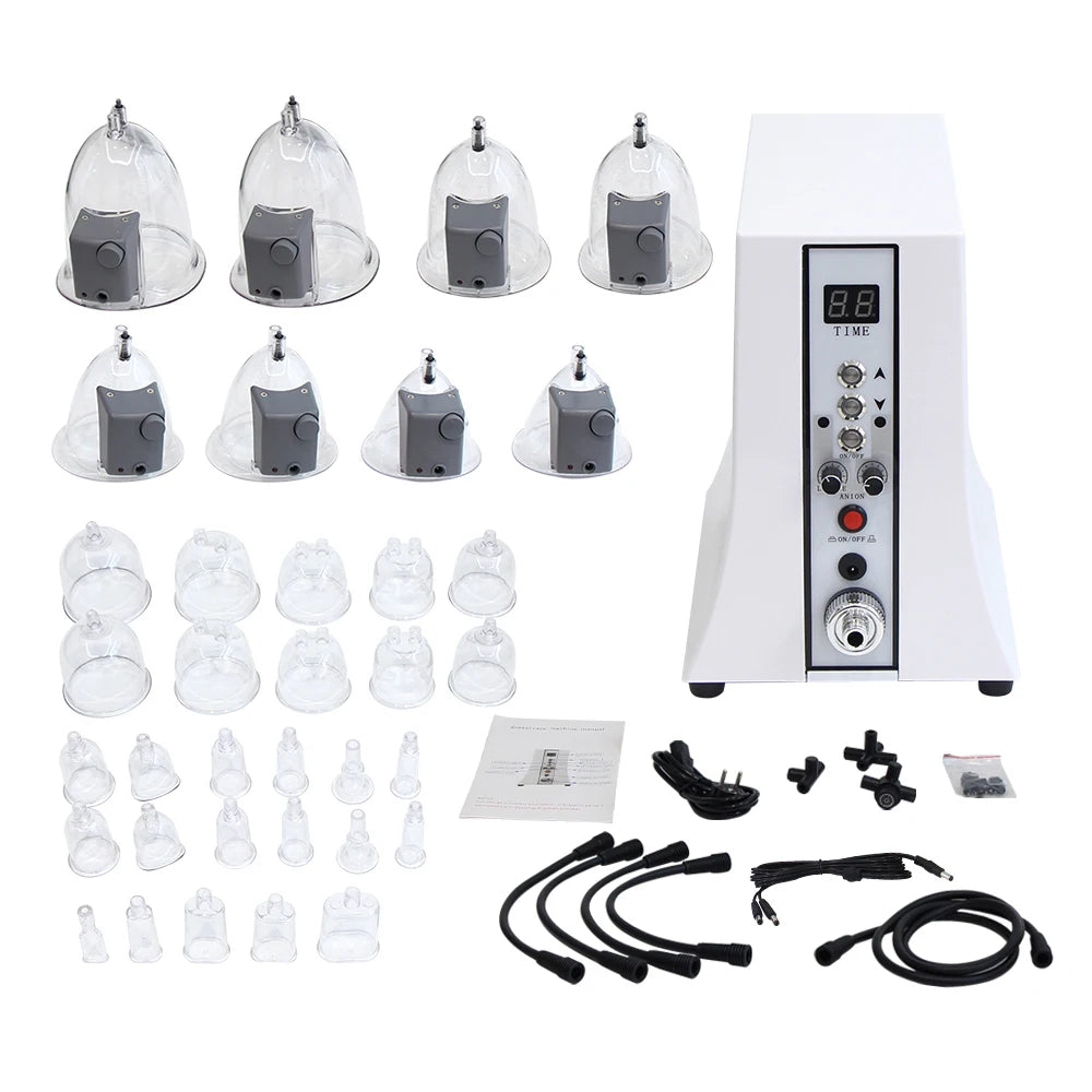 Máquina de terapia de vacío AOKO de 35 copas para aumento de senos, adelgazamiento, modelado corporal, realzador de caderas, masajeador de ventosas, levantamiento de glúteos, cuidado facial, uso en spa en casa.