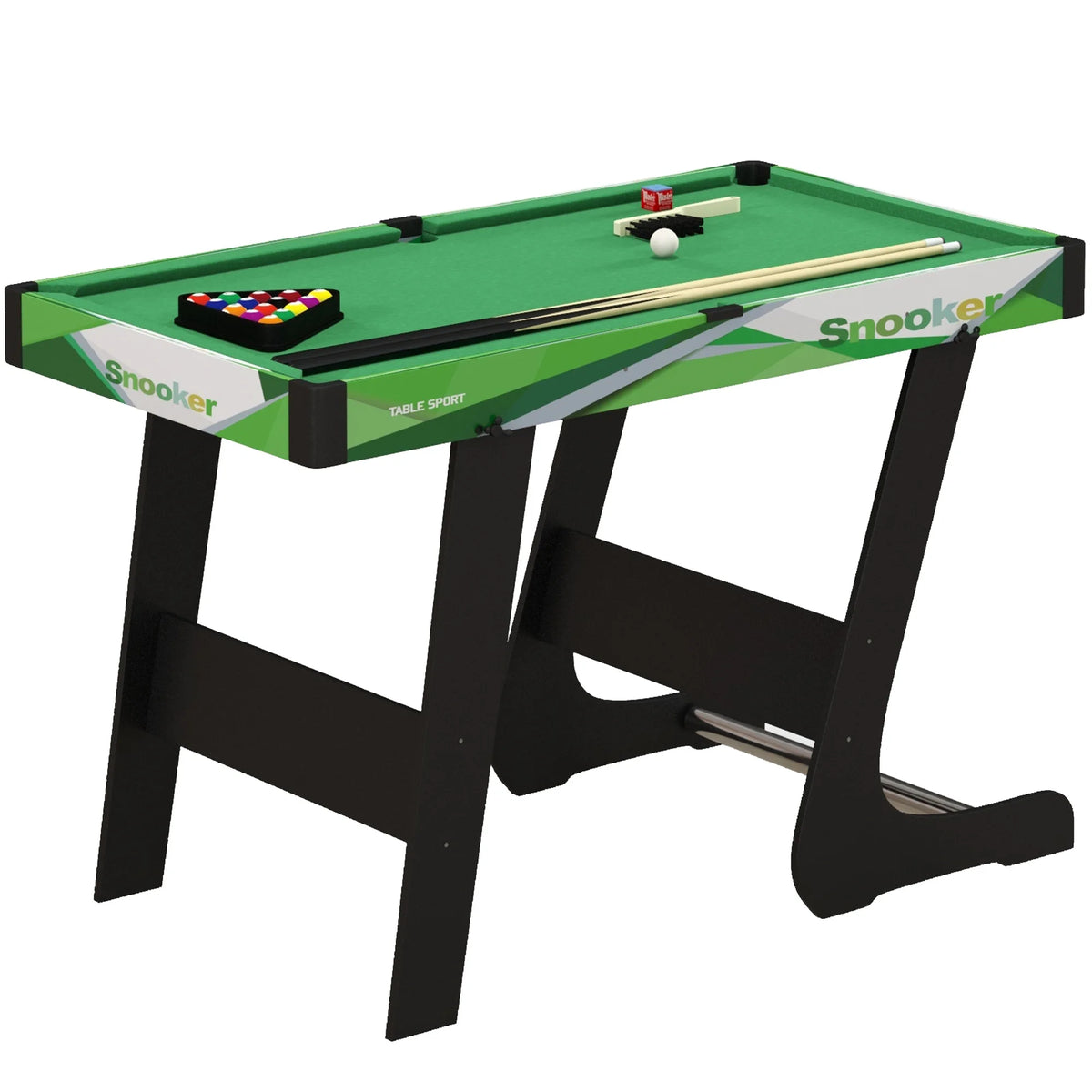 Mesa de billar plegable Sportnow de 104 cm, con accesorios que incluyen 16 bolas, 2 tacos, tiza, triángulo y cepillo, mesa de billar portátil para niños y adultos, verde