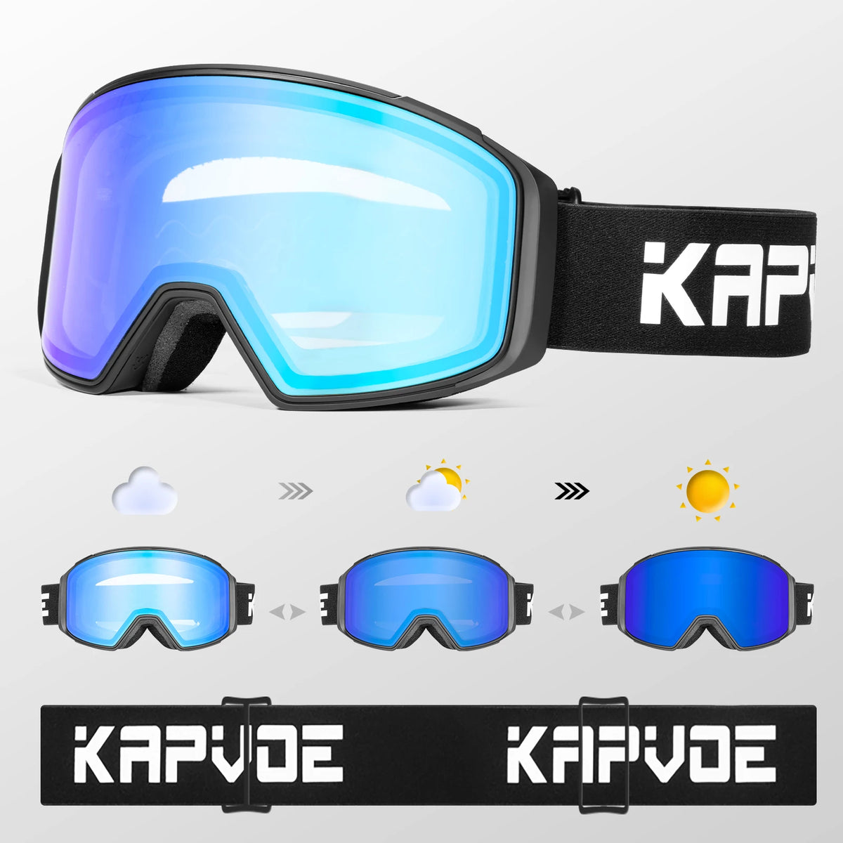 KAPVOE lente de atracción magnética deportes al aire libre gafas de esquí fotocromáticas protección esquí Snowboard correa antideslizante gafas de nieve